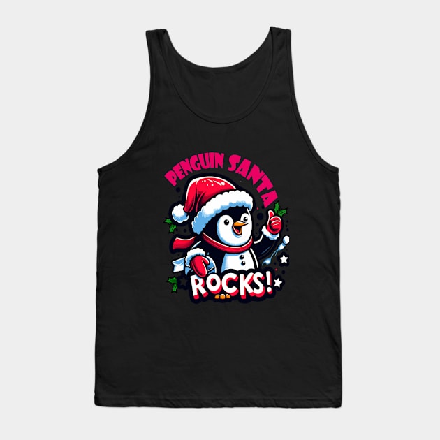 Penguin Santa Rocks Tank Top by fionasdesign@gmail.com